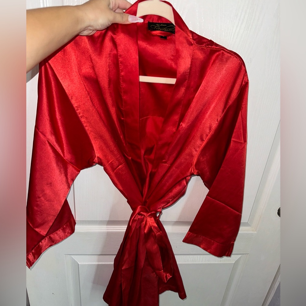 Silky sexy red robe
